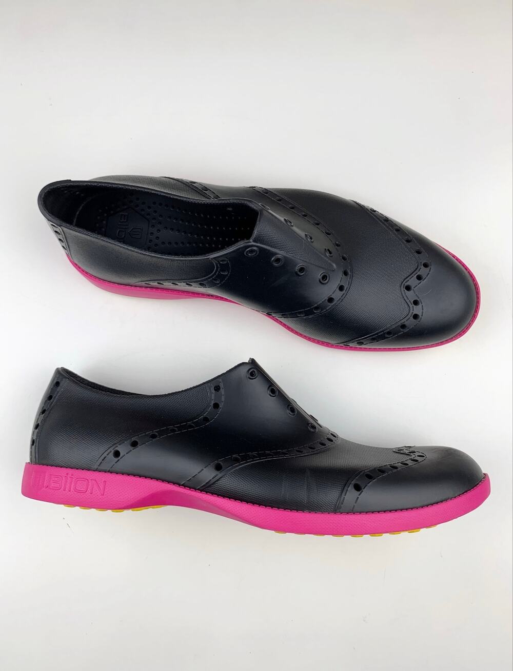 Biion The Oxford Golf Shoes Black Pink Slip On Spikeless Men’s 10